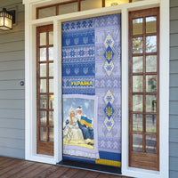 Ukraine Ded Moroz And Snegurochka Christmas Door Cover With Wool Effect Patterns - Wonder Print Shop