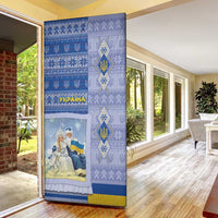 Ukraine Ded Moroz And Snegurochka Christmas Door Cover With Wool Effect Patterns - Wonder Print Shop