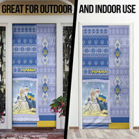 Ukraine Ded Moroz And Snegurochka Christmas Door Cover With Wool Effect Patterns - Wonder Print Shop