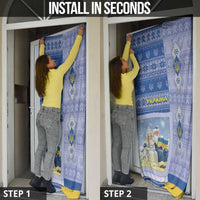 Ukraine Ded Moroz And Snegurochka Christmas Door Cover With Wool Effect Patterns - Wonder Print Shop