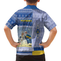 Ukraine Ded Moroz And Snegurochka Christmas Family Matching Mermaid Dress and Hawaiian Shirt With Wool Effect Patterns - Wonder Print Shop