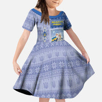 Ukraine Ded Moroz And Snegurochka Christmas Family Matching Mermaid Dress and Hawaiian Shirt With Wool Effect Patterns - Wonder Print Shop