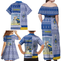 Ukraine Ded Moroz And Snegurochka Christmas Family Matching Off Shoulder Maxi Dress and Hawaiian Shirt With Wool Effect Patterns - Wonder Print Shop