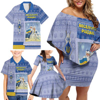 Ukraine Ded Moroz And Snegurochka Christmas Family Matching Off Shoulder Short Dress and Hawaiian Shirt With Wool Effect Patterns - Wonder Print Shop