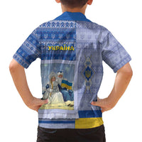 Ukraine Ded Moroz And Snegurochka Christmas Family Matching Tank Maxi Dress and Hawaiian Shirt With Wool Effect Patterns - Wonder Print Shop