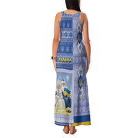 Ukraine Ded Moroz And Snegurochka Christmas Family Matching Tank Maxi Dress and Hawaiian Shirt With Wool Effect Patterns - Wonder Print Shop