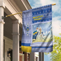 Ukraine Ded Moroz And Snegurochka Christmas Garden Flag With Wool Effect Patterns - Wonder Print Shop