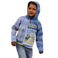 Ukraine Ded Moroz And Snegurochka Christmas Kid Hoodie With Wool Effect Patterns - Wonder Print Shop