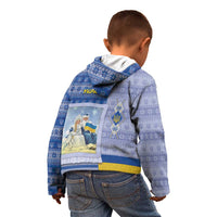 Ukraine Ded Moroz And Snegurochka Christmas Kid Hoodie With Wool Effect Patterns - Wonder Print Shop