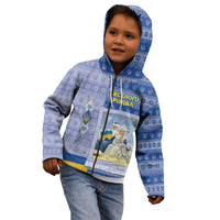 Ukraine Ded Moroz And Snegurochka Christmas Kid Hoodie With Wool Effect Patterns - Wonder Print Shop