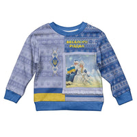 Ukraine Ded Moroz And Snegurochka Christmas Kid Ugly Christmas Sweater With Wool Effect Patterns - Wonder Print Shop