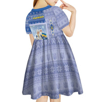 Ukraine Ded Moroz And Snegurochka Christmas Kid Short Sleeve Dress With Wool Effect Patterns - Wonder Print Shop