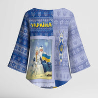 Ukraine Ded Moroz And Snegurochka Christmas Kimono Sleeve Blouse With Wool Effect Patterns - Wonder Print Shop