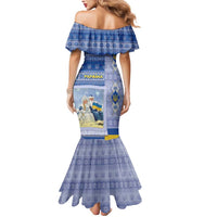 Ukraine Ded Moroz And Snegurochka Christmas Mermaid Dress With Wool Effect Patterns - Wonder Print Shop