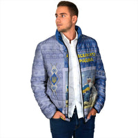 Ukraine Ded Moroz And Snegurochka Christmas Padded Jacket With Wool Effect Patterns - Wonder Print Shop