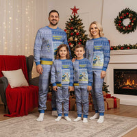 Ukraine Ded Moroz And Snegurochka Christmas Pajama Set With Wool Effect Patterns - Wonder Print Shop