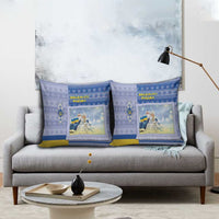 Ukraine Ded Moroz And Snegurochka Christmas Pillow Cover With Wool Effect Patterns - Wonder Print Shop