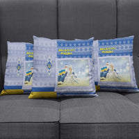 Ukraine Ded Moroz And Snegurochka Christmas Pillow Cover With Wool Effect Patterns - Wonder Print Shop