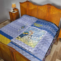 Ukraine Ded Moroz And Snegurochka Christmas Quilt With Wool Effect Patterns - Wonder Print Shop