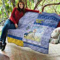 Ukraine Ded Moroz And Snegurochka Christmas Quilt With Wool Effect Patterns - Wonder Print Shop