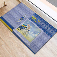 Ukraine Ded Moroz And Snegurochka Christmas Rubber Doormat With Wool Effect Patterns - Wonder Print Shop