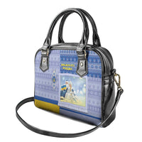 Ukraine Ded Moroz And Snegurochka Christmas Shoulder Handbag With Wool Effect Patterns - Wonder Print Shop