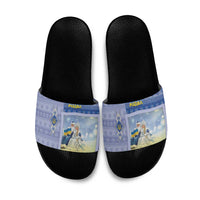 Ukraine Ded Moroz And Snegurochka Christmas Slide Sandals With Wool Effect Patterns - Wonder Print Shop