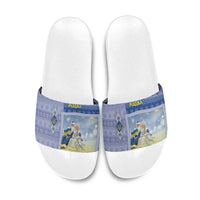 Ukraine Ded Moroz And Snegurochka Christmas Slide Sandals With Wool Effect Patterns - Wonder Print Shop
