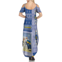 Ukraine Ded Moroz And Snegurochka Christmas Summer Maxi Dress With Wool Effect Patterns - Wonder Print Shop