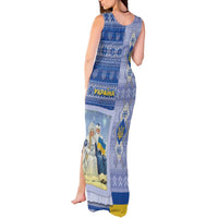 Ukraine Ded Moroz And Snegurochka Christmas Tank Maxi Dress With Wool Effect Patterns - Wonder Print Shop