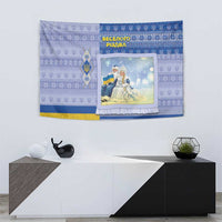 Ukraine Ded Moroz And Snegurochka Christmas Tapestry With Wool Effect Patterns - Wonder Print Shop