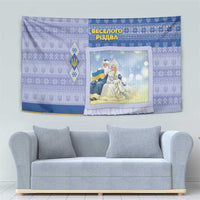 Ukraine Ded Moroz And Snegurochka Christmas Tapestry With Wool Effect Patterns - Wonder Print Shop