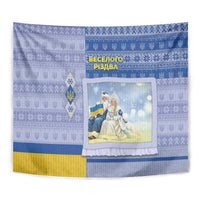 Ukraine Ded Moroz And Snegurochka Christmas Tapestry With Wool Effect Patterns - Wonder Print Shop