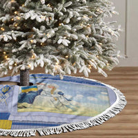 Ukraine Ded Moroz And Snegurochka Christmas Tree Skirt With Wool Effect Patterns - Wonder Print Shop