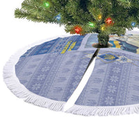 Ukraine Ded Moroz And Snegurochka Christmas Tree Skirt With Wool Effect Patterns - Wonder Print Shop