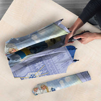 Ukraine Ded Moroz And Snegurochka Christmas Umbrella With Wool Effect Patterns - Wonder Print Shop