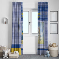 Ukraine Ded Moroz And Snegurochka Christmas Window Curtain With Wool Effect Patterns - Wonder Print Shop