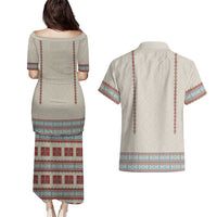 Lithuanian National Costume Couples Matching Puletasi and Hawaiian Shirt Traditional Folk Pattern - Wonder Print Shop