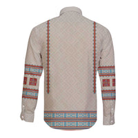 Lithuanian National Costume Long Sleeve Button Shirt Traditional Folk Pattern - Wonder Print Shop