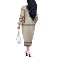 Lithuanian National Costume Off The Shoulder Long Sleeve Dress Traditional Folk Pattern - Wonder Print Shop