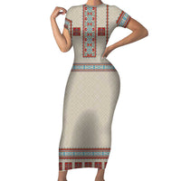 Lithuanian National Costume Short Sleeve Bodycon Dress Traditional Folk Pattern - Wonder Print Shop