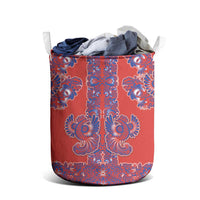 Red Russian National Costume Laundry Basket Rooster Motifs Traditional Folk Pattern - Wonder Print Shop