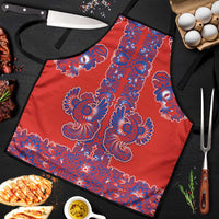 Red Russian National Costume Apron Rooster Motifs Traditional Folk Pattern - Wonder Print Shop
