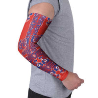 Red Russian National Costume Arm Sleeves Rooster Motifs Traditional Folk Pattern - Wonder Print Shop
