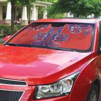 Red Russian National Costume Auto Sun Shade Rooster Motifs Traditional Folk Pattern - Wonder Print Shop