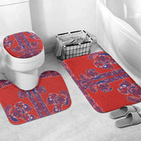 Red Russian National Costume Bathroom Set Rooster Motifs Traditional Folk Pattern - Wonder Print Shop