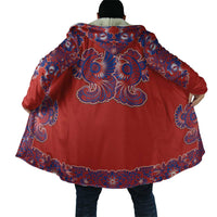 Red Russian National Costume Cloak Rooster Motifs Traditional Folk Pattern - Wonder Print Shop
