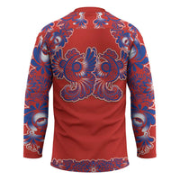 Red Russian National Costume Hockey Jersey Rooster Motifs Traditional Folk Pattern - Wonder Print Shop