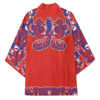Red Russian National Costume Kimono Rooster Motifs Traditional Folk Pattern - Wonder Print Shop