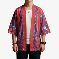 Red Russian National Costume Kimono Rooster Motifs Traditional Folk Pattern - Wonder Print Shop